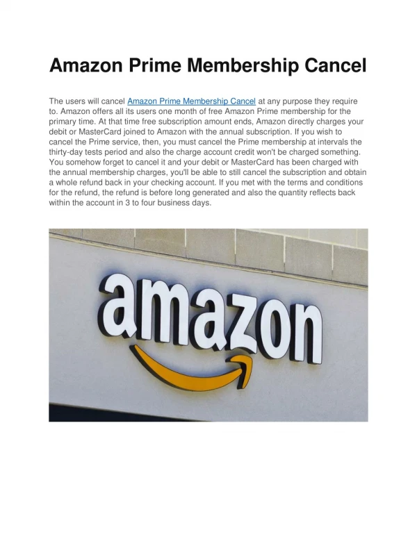 Amazon Prime Membership Cancel