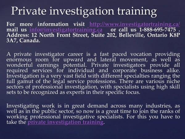 Private investigation training