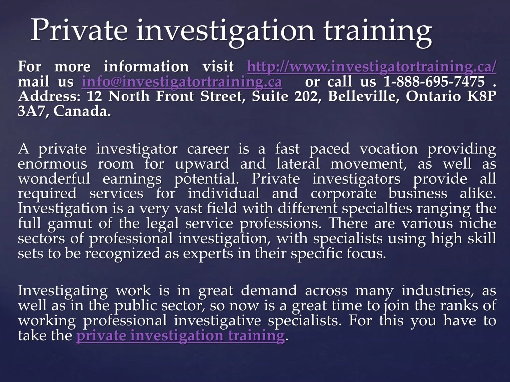 private investigation training