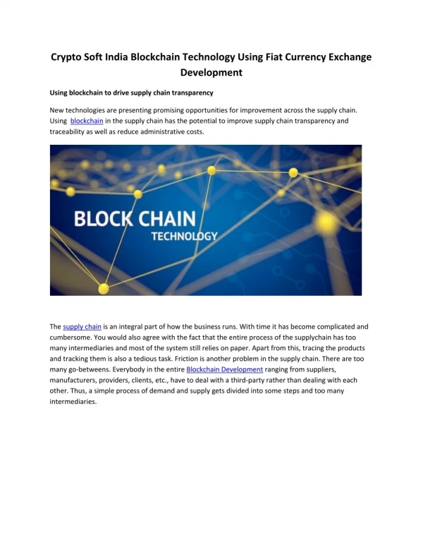 crypto soft india blockchain technology using