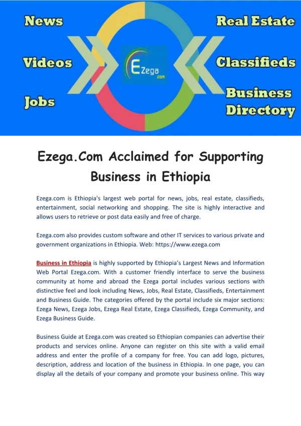 Business in Ethiopia - Ezega.com