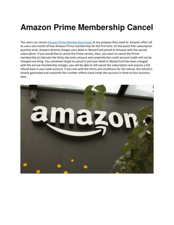 Amazon prime membership cancel