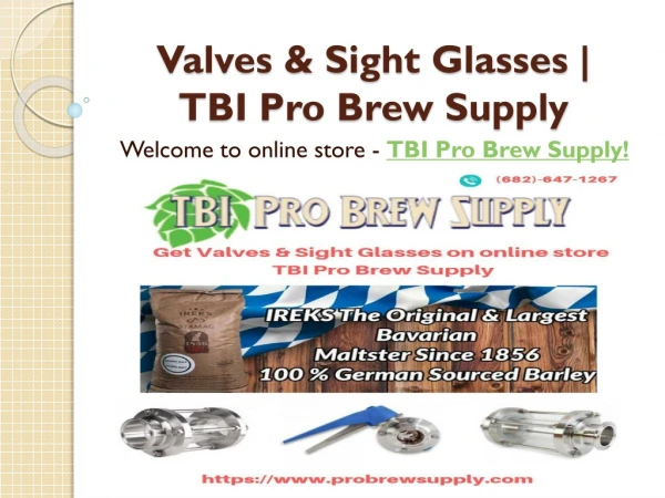 Get Valves & Sight Glasses on Online Store TBI Pro Brew Supply