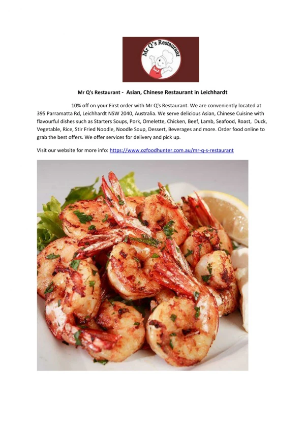 10% Off - Mr Q's Restaurant-Leichhardt - Order Food Online