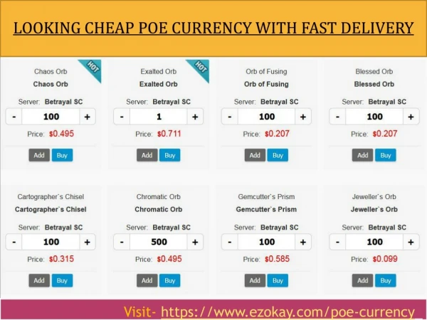Looking Cheap Poe currency with Fast Delivery