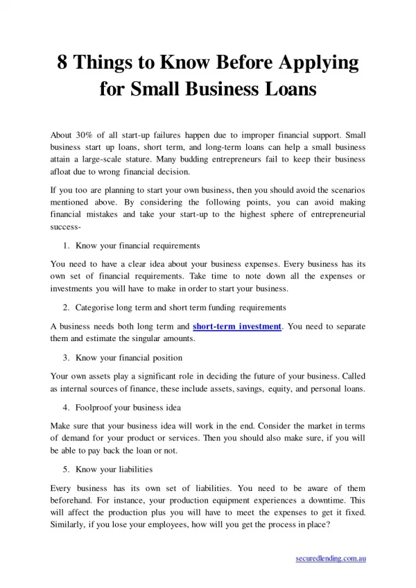 8 Things to Know Before Applying for Small Business Loans