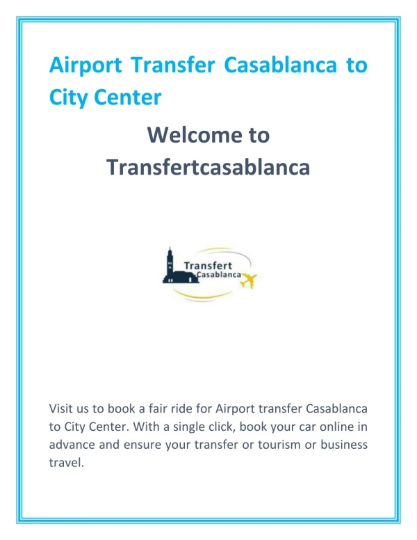 Airport Transfer Casablanca to City Center