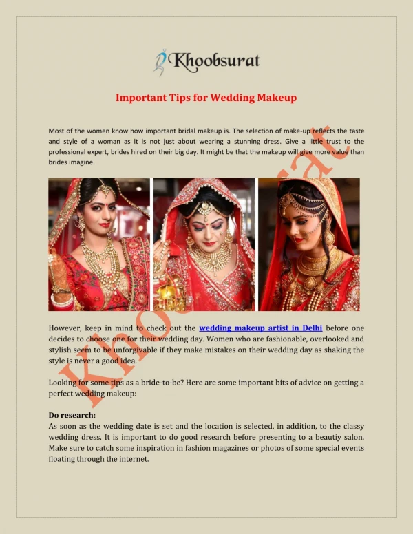 Wedding Makeup Artist in Delhi