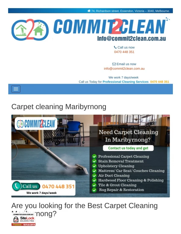 Get Best Carpet cleaning Maribyrnong - Commit2clean