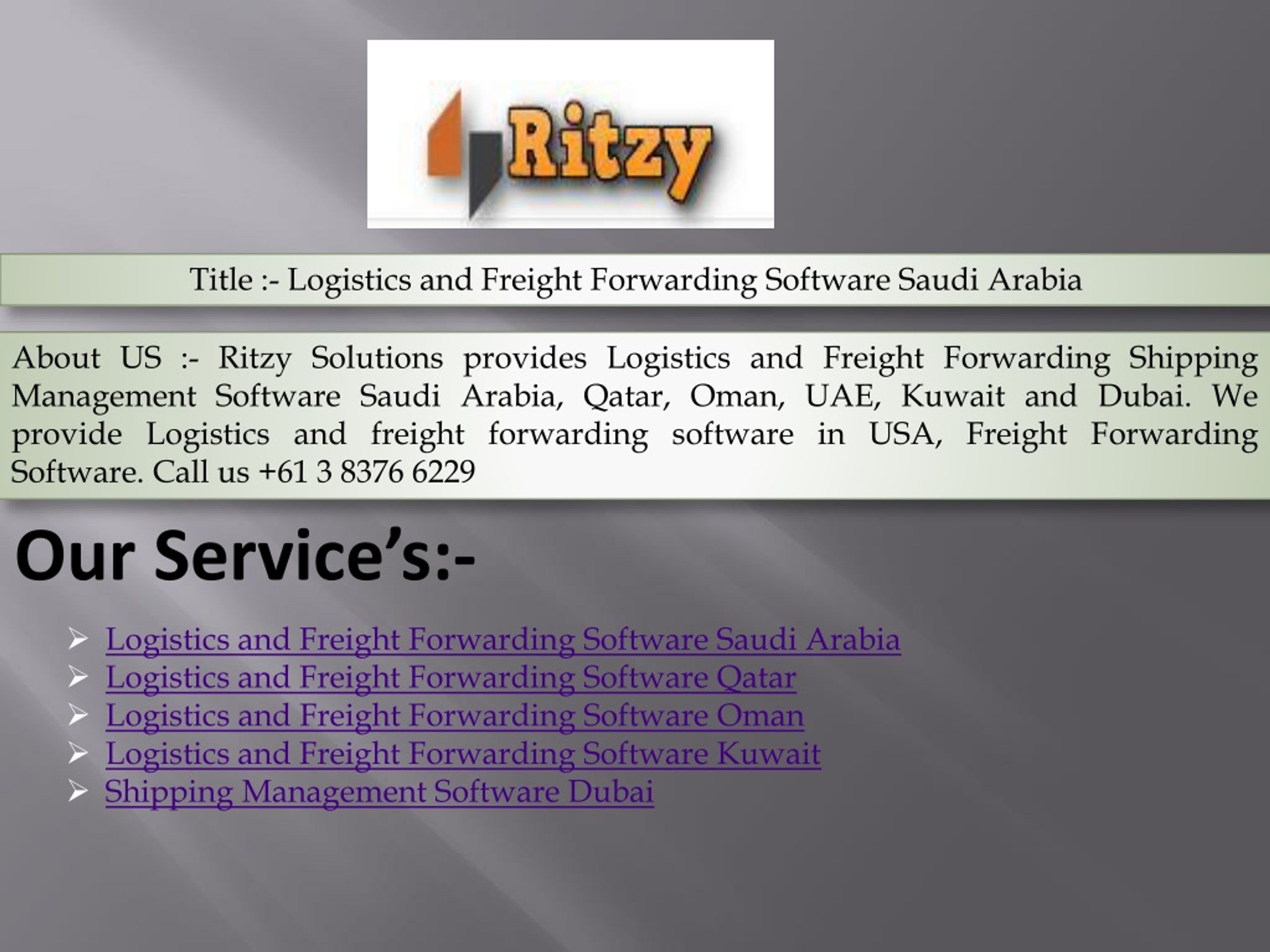 PPT - Logistics and Freight Forwarding Software Saudi Arabia PowerPoint ...