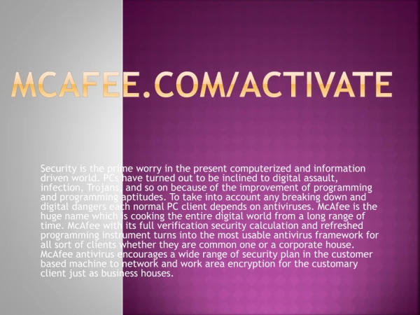 McAfee.com/Activate - McAfee Antivirus Activation Product