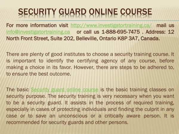 Security guard online course