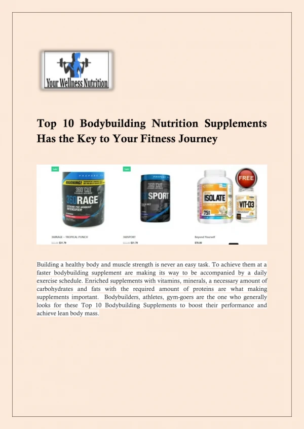 Top 10 Bodybuilding Nutrition Supplements Has the Key to Your Fitness Journey