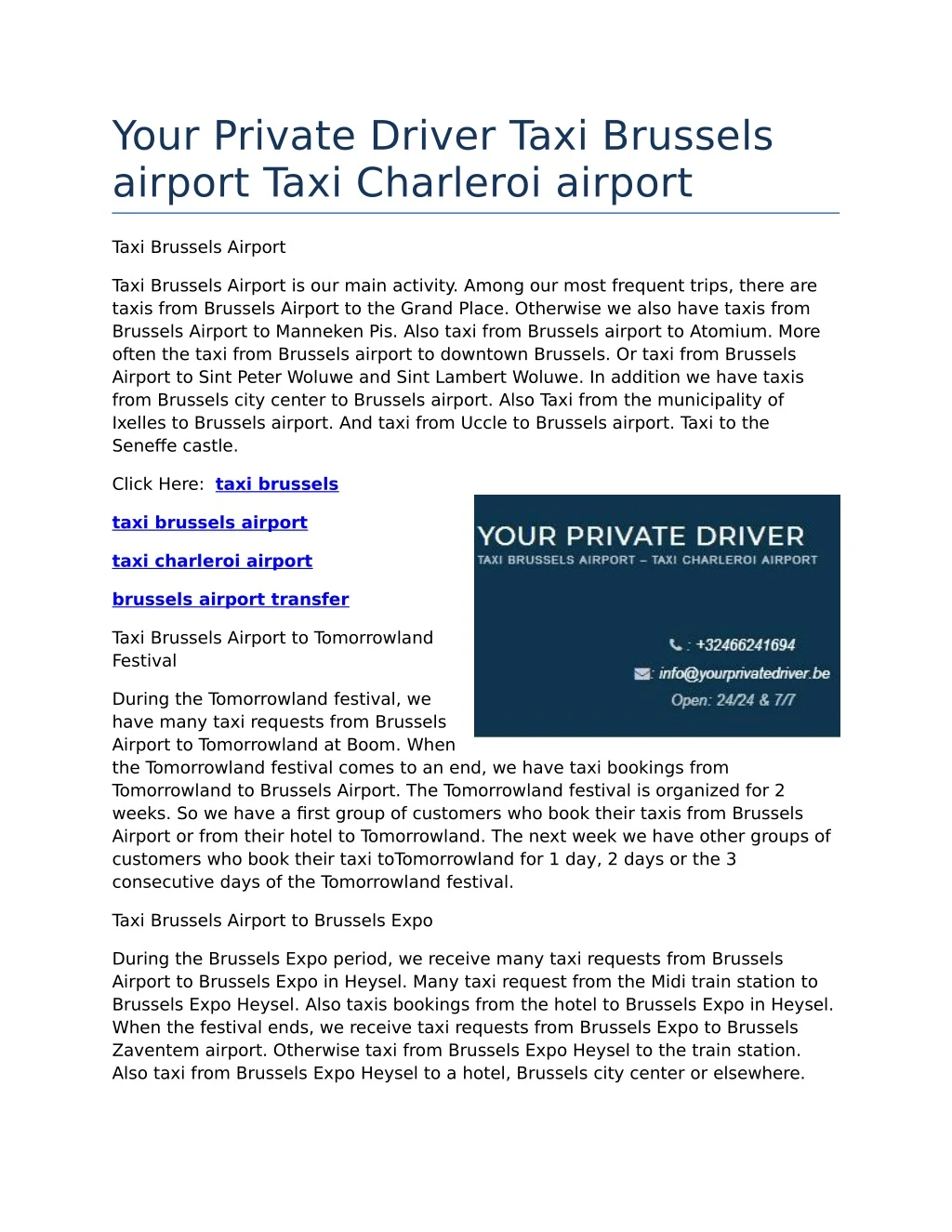 your private driver taxi brussels airport taxi