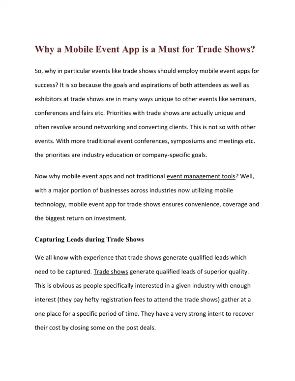 Why a Mobile Event App is a Must for Trade Shows?