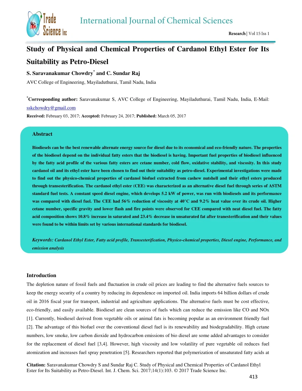 study of physical and chemical properties