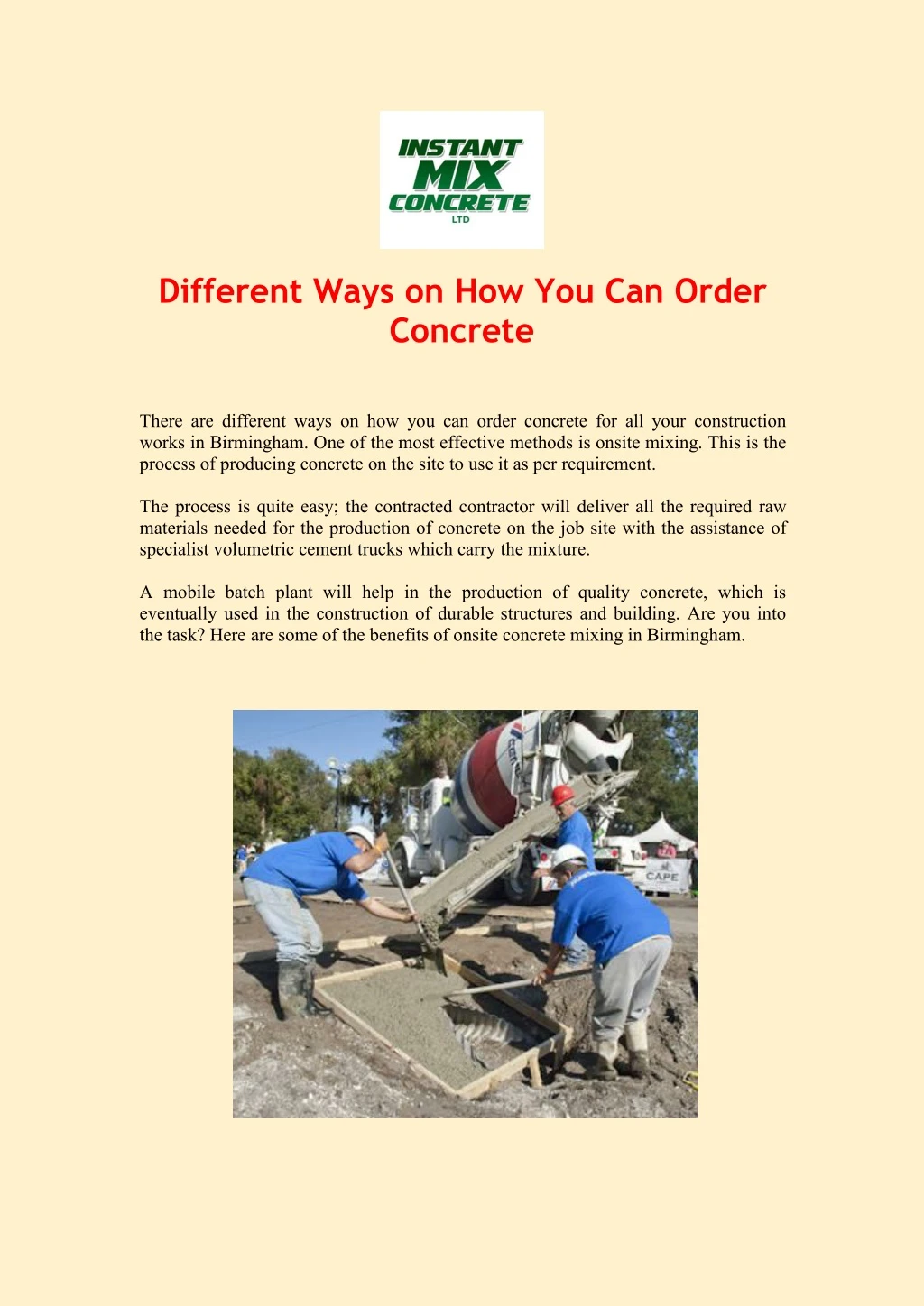different ways on how you can order concrete