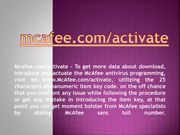 MCAFEE.COM/ACTIVATE- MCAFEE ANTIVIRUS PRODUCT SETUP