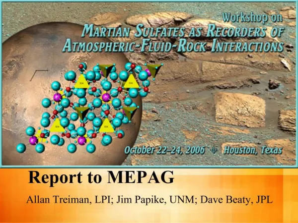 Report to MEPAG