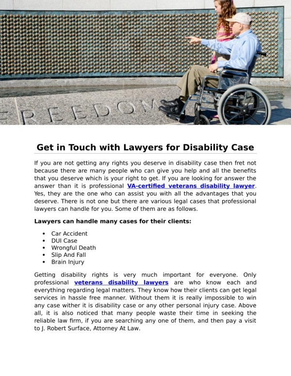 Get in Touch with Lawyers for Disability Case