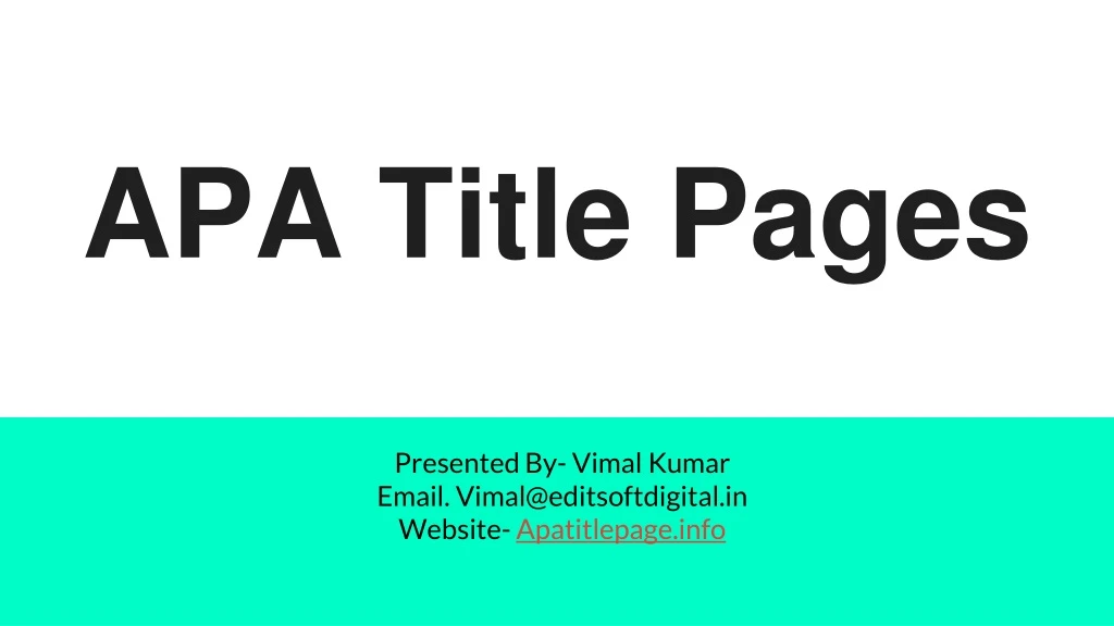 apa title pages