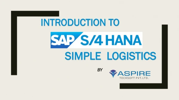 SAP Simple Logistics Training Institute in Pune | Aspire Techsoft
