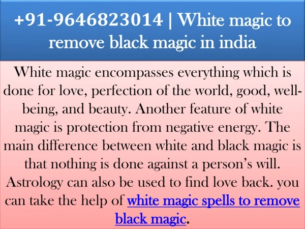 91-9646823014 | White magic to remove black magic in india