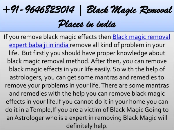 91-9646823014 | Black Magic Removal Places in india