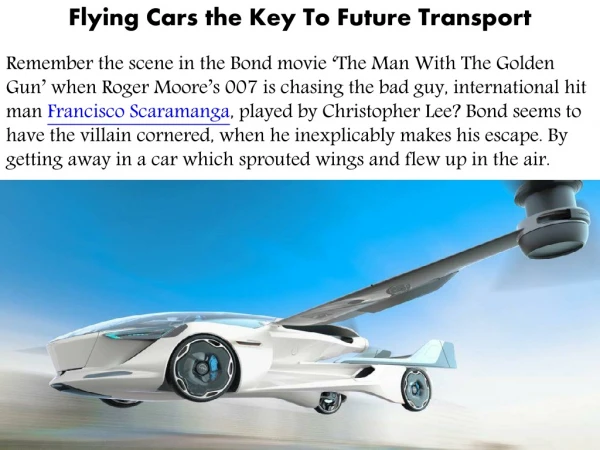 Flying Cars the Key To Future Transport