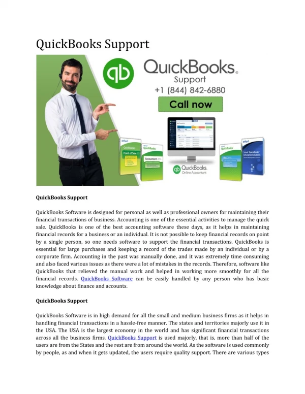 QuickBooks Support Phone Number 1(844) 842-6880