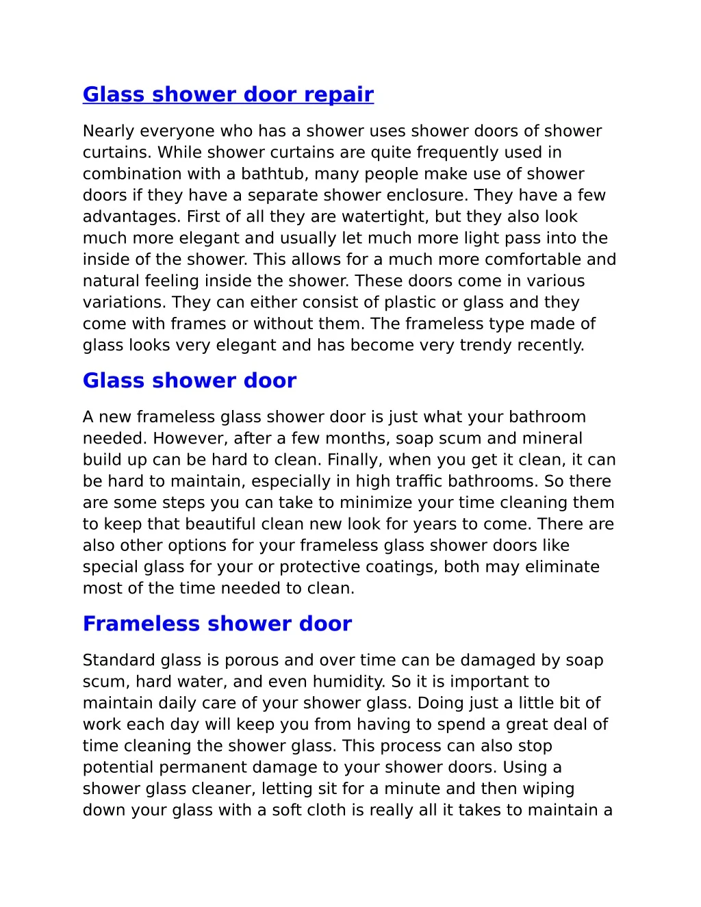 glass shower door repair