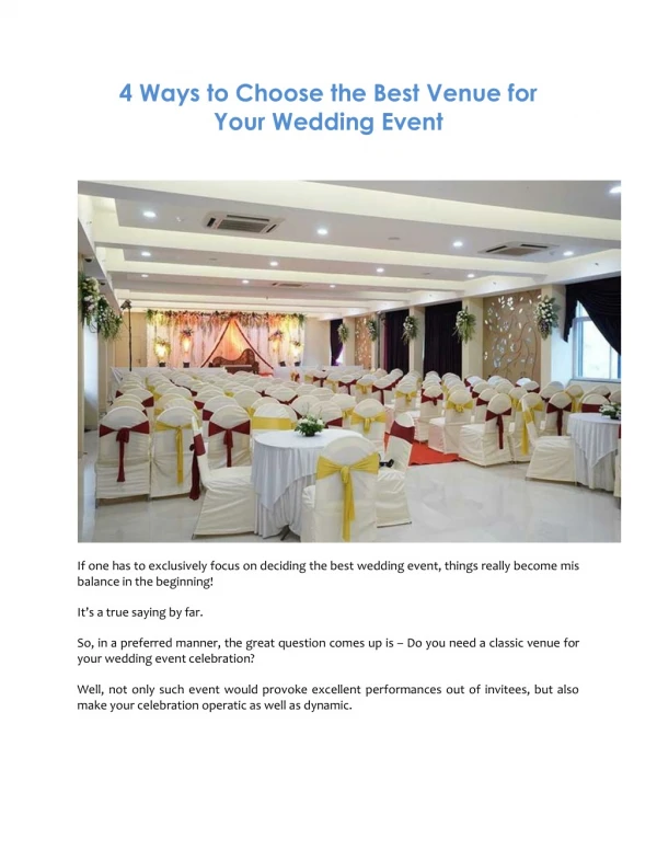4 Ways to Choose the Best Venue for Your Wedding Event