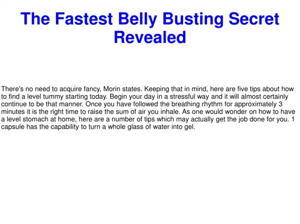 The Fastest Belly Busting Secret Revealed