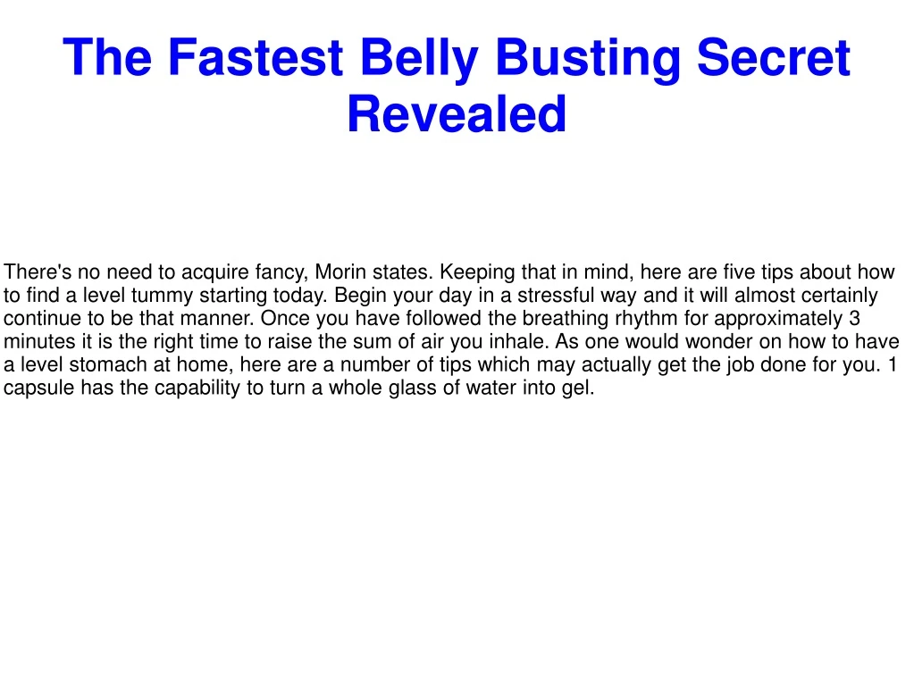 the fastest belly busting secret revealed