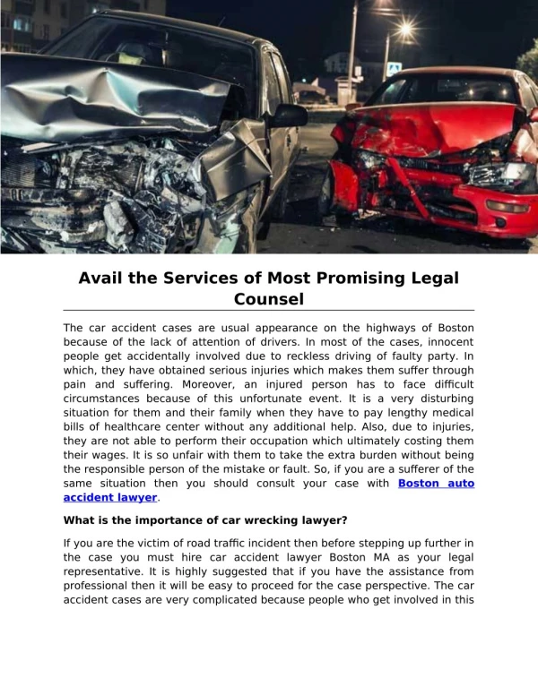 Avail the Services of Most Promising Legal Counsel