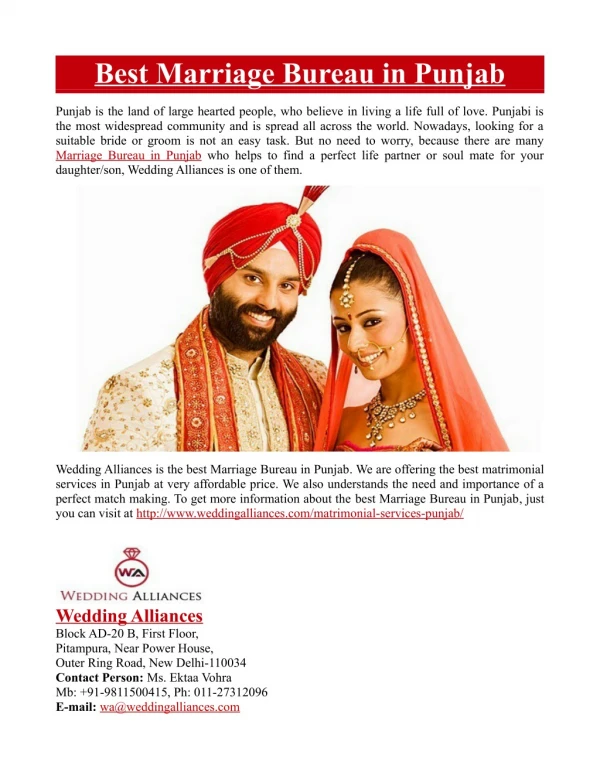 Best Marriage Bureau in Punjab