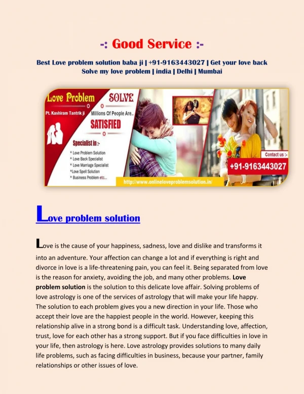 Best Love problem solution baba ji | 91-9163443027 | Get your love back | Solve my love problem | india | Delhi | mumba