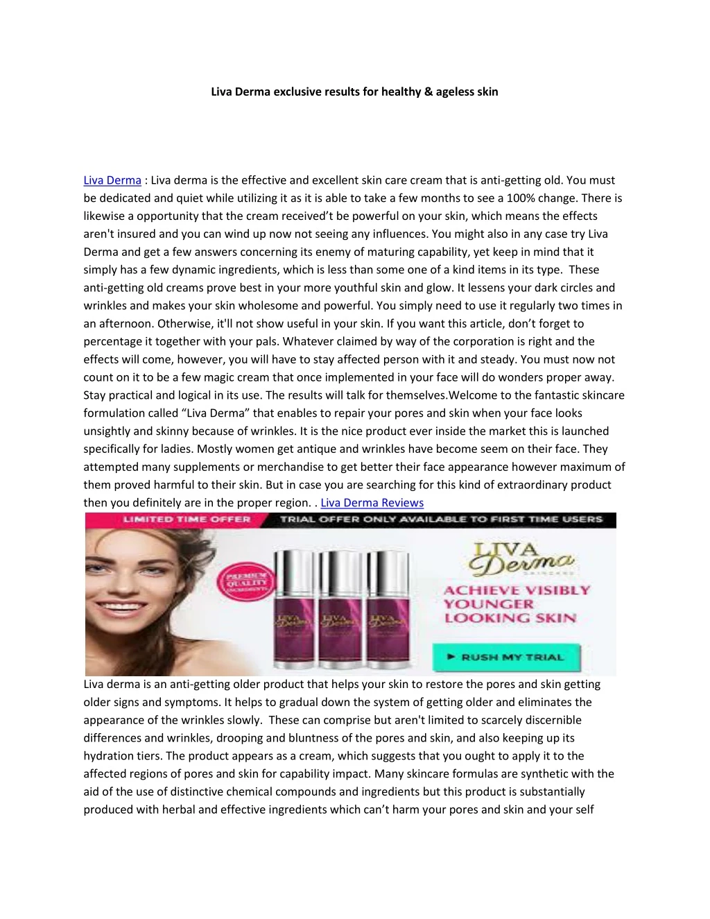 liva derma exclusive results for healthy ageless