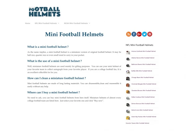 Mini football helmets