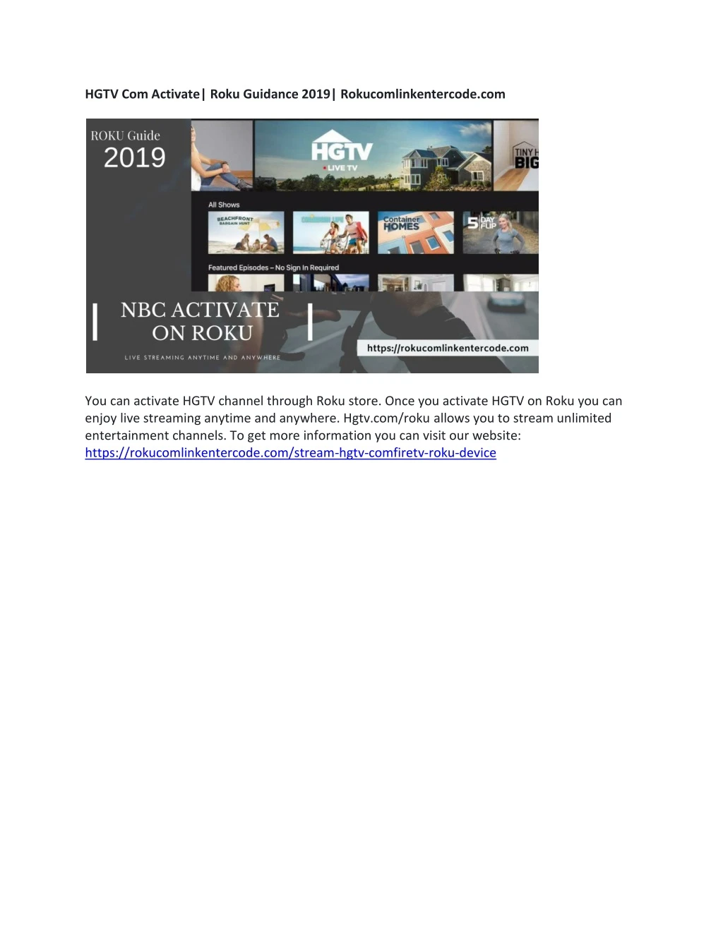 hgtv com activate roku guidance 2019