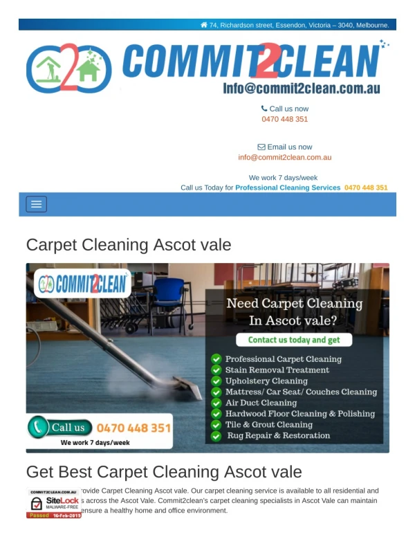 Commit2clean - Carpet cleaning Ascot vale | Experienced Carpet Cleaners