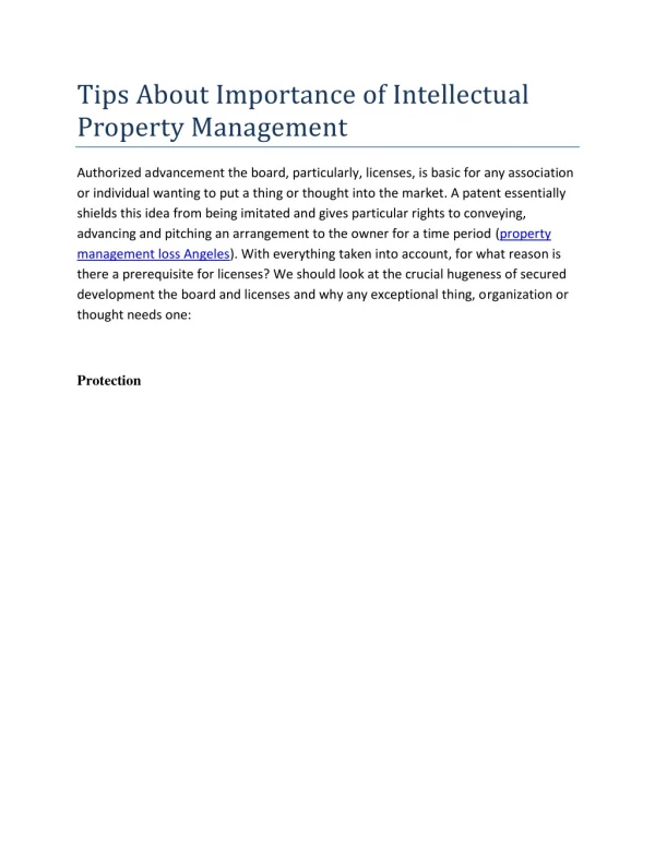 Tips About Importance of Intellectual Property Management