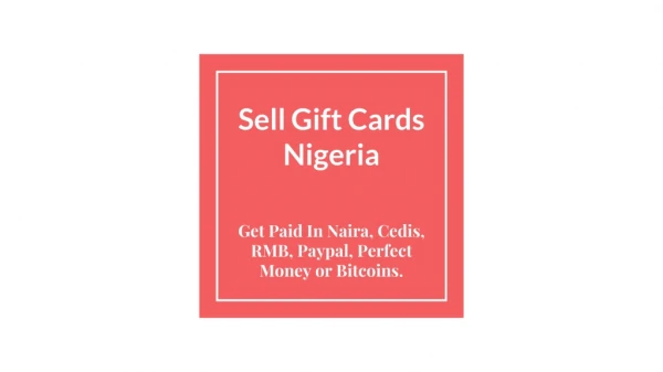 Sell Gift Cards Nigeria