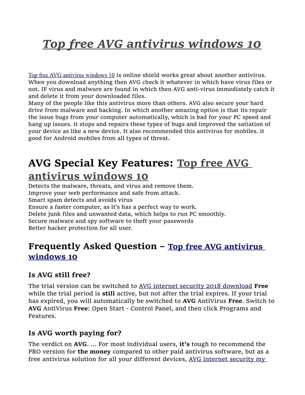 top free avg antivirus windows 10