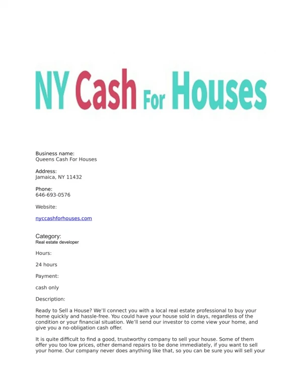 Queens Cash For Houses