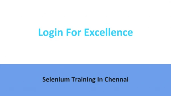 Selenium Training In Chennai