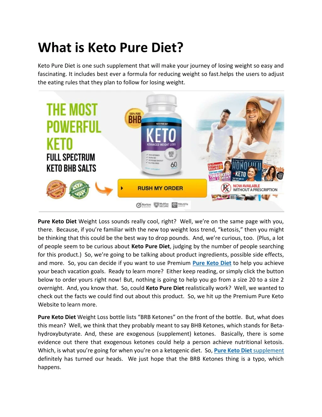 what is keto pure diet
