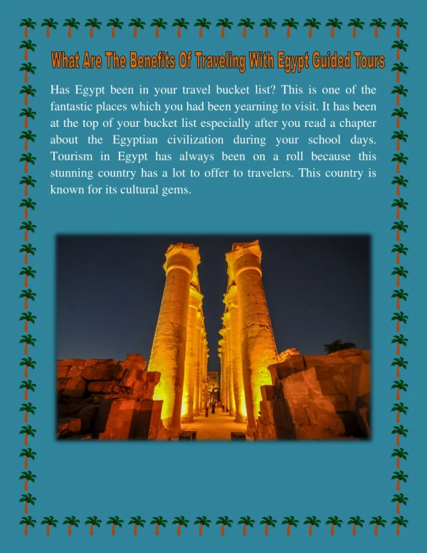 What Are The Benefits Of Traveling With Egypt Guided Tours