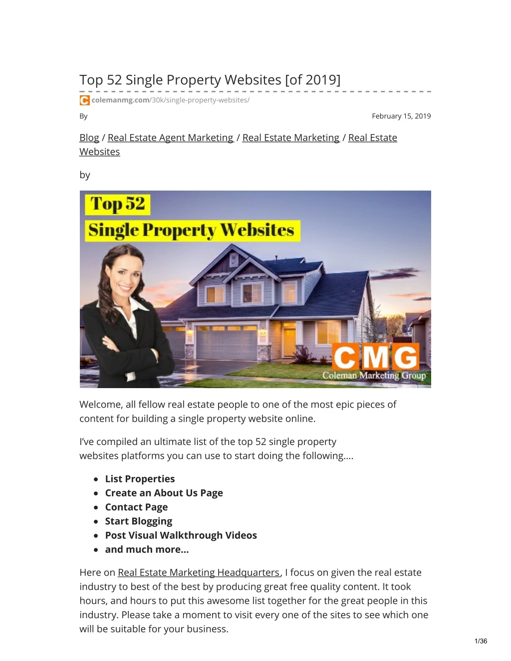 top 52 single property websites of 2019