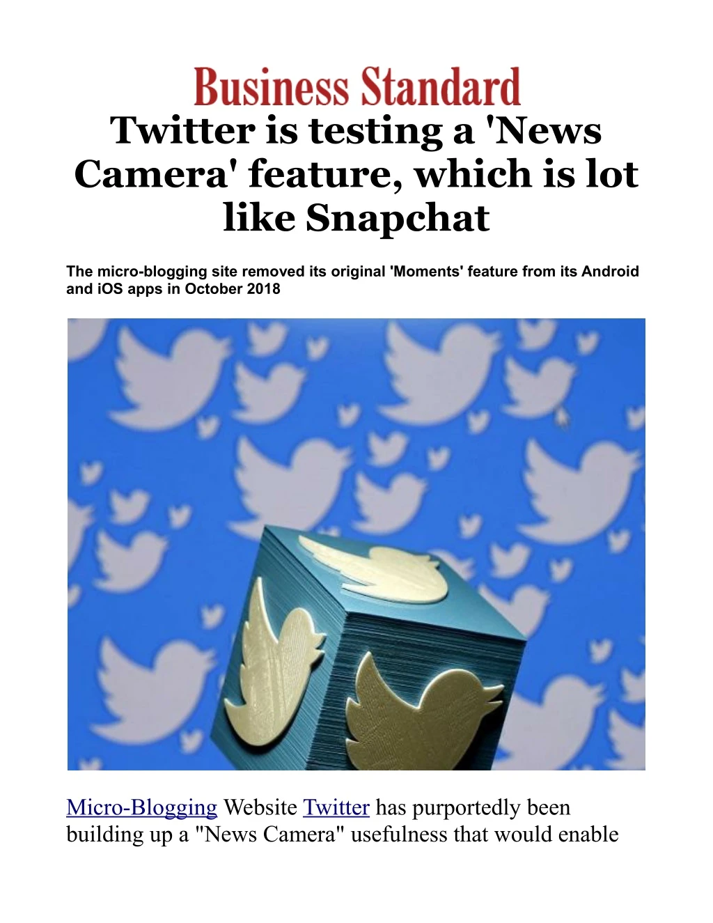 twitter is testing a news camera feature which